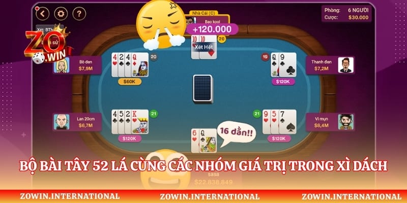 Bộ bài Tây 52 lá cùng các nhóm giá trị trong xì dách