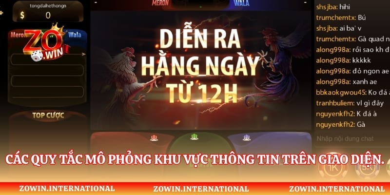 Các quy tắc mô phỏng khu vực thông tin trên giao diện