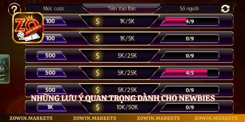 Những lưu ý quan trọng dành cho newbies khi học cách đánh liêng